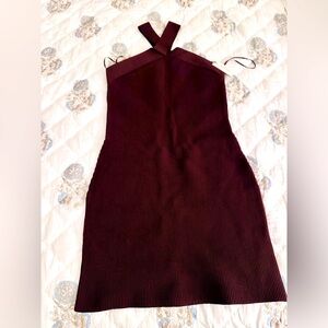 Elegant Brown Halter Dress